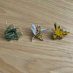 Set of Three Pokémon Enamel Pins, 2016 era